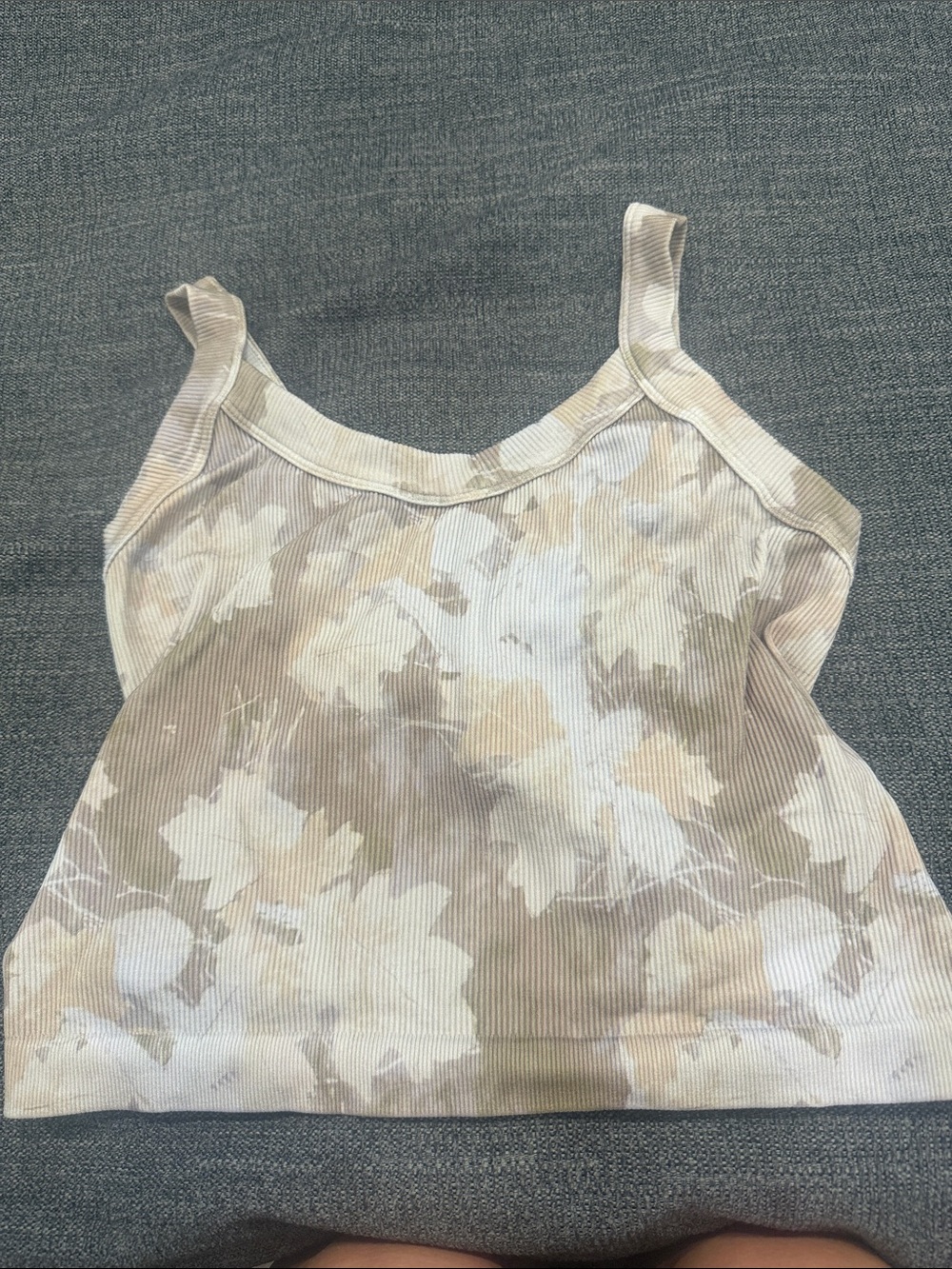 Buckle Beige Cream Floral Ribbed Cropped Camisole